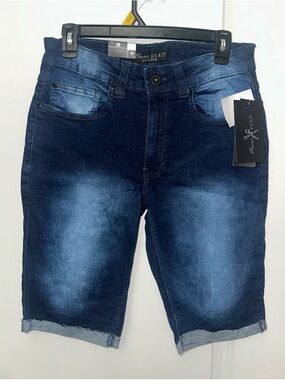 Marc Ecko Dark Blue Faded Denim Jean Shorts